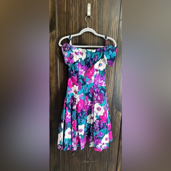 Vintage 90’s Floral Mini Party Dress-Size 5-Byers Too - Picture 7 of 8